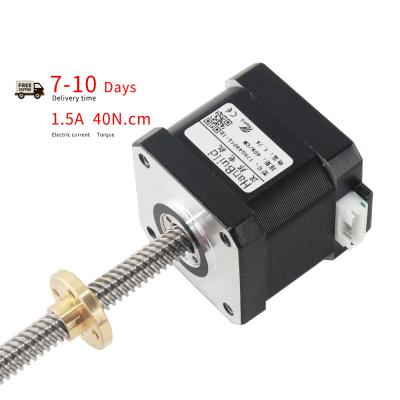 China HanBuild Customizable Steel Screw Motor 1.5A 40N.CM 17hs4401S-T8 100mm Length For 3D Printer 42 Screw Linear Motor nema17 for sale