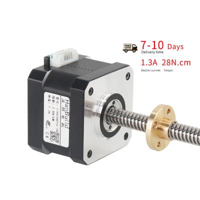 China HanBuild Customizable Linear Screw Motor 1.3A 28N.CM 17hs3401S-T8 Linear Motor nema17 300mm Steel Electronic Auto Screw Length for sale