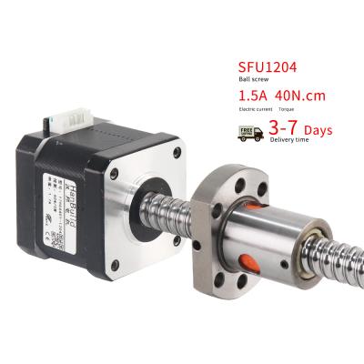 China HanBuild nema17 steel ball screw stepper motor 17hs4401S-SFU1204 200mm 1.5A 40N.CM angle 1.8 degree for 3D printer ball screw motor for sale