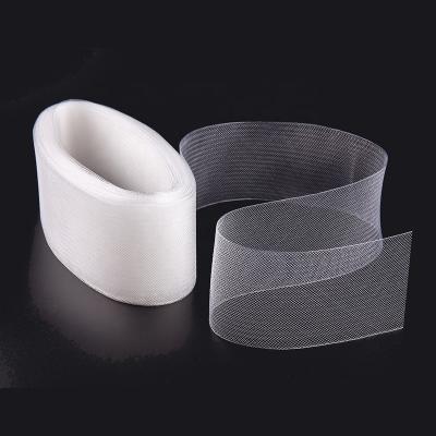 China Durable Ready To Ship Crinoline Dress Edge Making Trim Horse Hair Mesh Band For Dress Or Skirt for sale