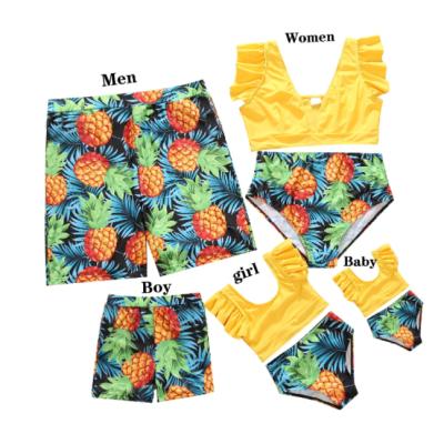 China Removable Padded Private Label Swimming Suit Family Matching Swimwear For Baby Kids Women Men for sale