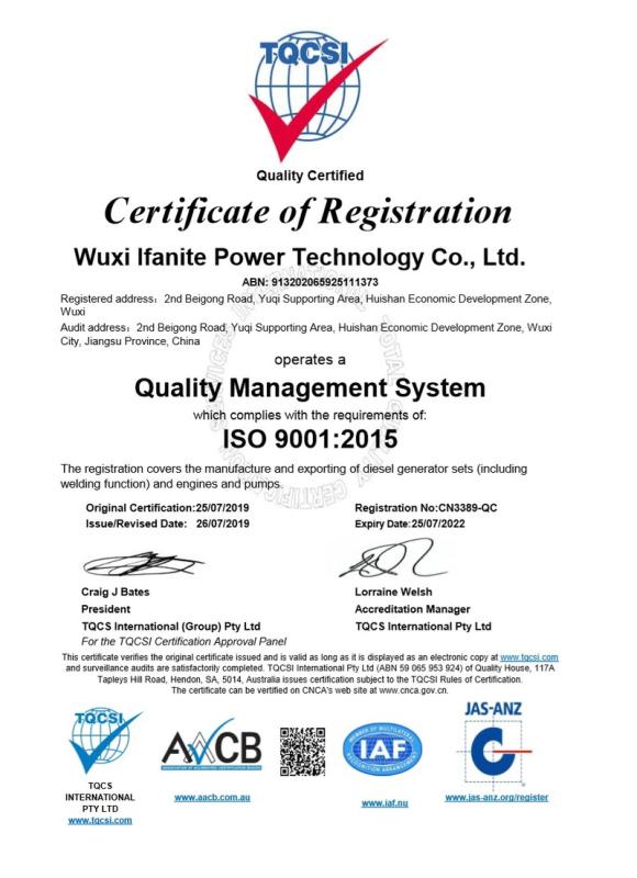 ISO9001 - Wuxi Ifanite Power Technology Co., Ltd.