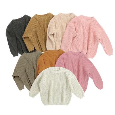 China Breathable Oversized RTS Sweater Kids Clothes Solid Color Knitted 100% Cotton Babies Knit Sweater Jumper for sale