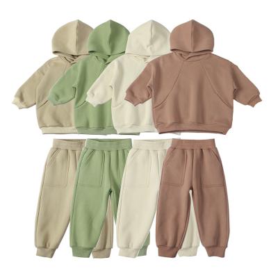 China Factory Supply High Quality Windproof Baby Clothes Winter Thick Children Sweatsuit Kids Hoodie Outdoor Tracksuit Sets Sets for sale