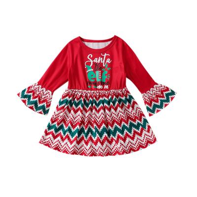 China New Wholesale Breathable Children's Clothing Girls Spring And Autumn Trumpet Dress Cotton Christmas Long Sleeve Girls Dress for sale