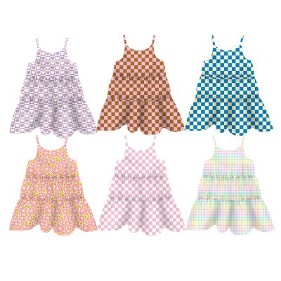 China Wholesale Anti-Wrinkle Girls Clothing Summer Kids Girls Sheath Long Dress Summer Flower Print Girls Cute Suspender Dress for sale