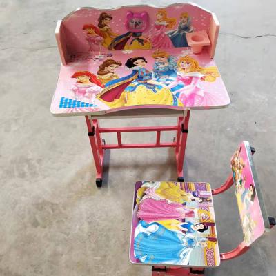 China De het Roze die Bureau en Stoel van kinderen met Kruk 78x48x70cm wordt geplaatst van de Ladecampus Te koop