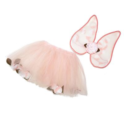 China Soft Pink Rose Petal Tutu Skirt Princess Girls Dress Sets Sweet/Beautiful Tutu Skirt (Angel Wings and Skirt) for sale