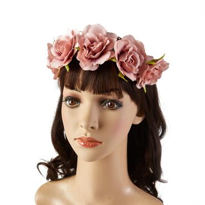 China Low Price Roses Headband Soft Synthetic Headband Wigs Handmade Wedding Party Hair Accessories for sale