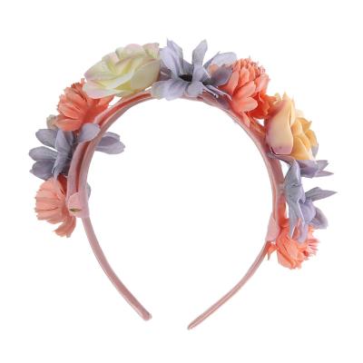 China Beautiful New Sunflower Rose Hot Purple White Roses Headband Colorful Flower Headband Hair Band For Girl for sale