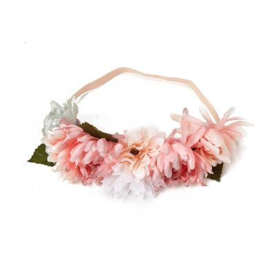 China New Product Sweet Chrysanthemum Headband Wedding Party Hair Accessories Handmade Elegant Women Flower Crowns for sale