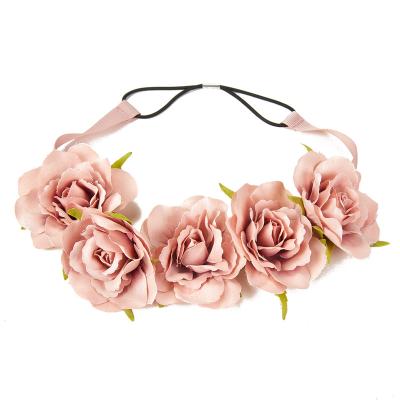 China Sweet Most Popular Handmade Roses Headband Wedding Hair Assessories Fiber Flower Crowns for sale