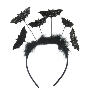 China Lovely High Quality Halloween Bat Iron Frame Plush Edge Headband For Kids Halloween Party Headband for sale