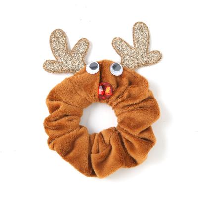 China Lovely Christmas Scrunchies for Girls Reindeer Antlers with Red Flannel Hair Scrunchies Fashion Christmas Ornaments for sale