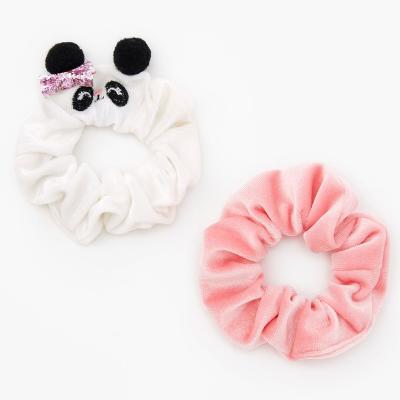 China Lovely Best Selling Lovely Fluffy Hair Ties Glitter Panda Hair Scrunchies Sets For Women Girls Accessories for sale