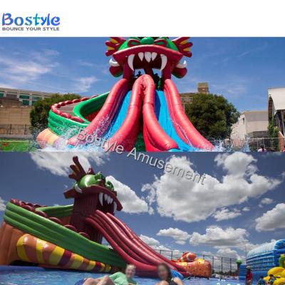 China 0.55+0.9mm PVC Dinosaur Theme Water Play Giant Inflatable Water Park for sale