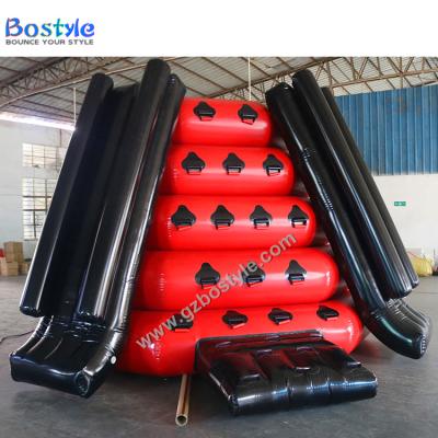 China Wholesale Water Sport Funny Game PVC Tarpaulin Summer Red And Black Inflatable Floating Toys Water Slide For Inflatable Water Park for sale