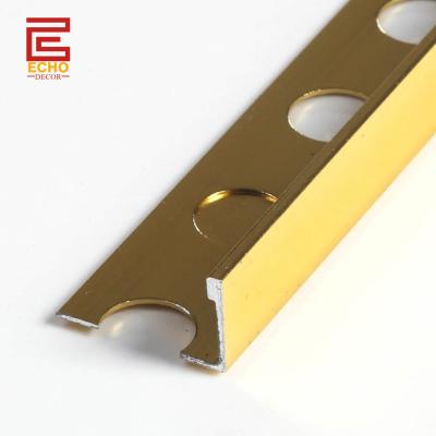 China Messing Gold Edge Tile Trim 8mm Gepoetste Aluminium Tile Trim Voor Huis Muur En Vloer Te koop