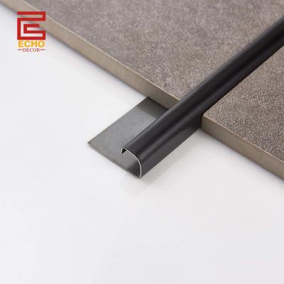 China 12mm Black External Corner Tile Trim Quarter Round Tile Metal Edge Trim for sale