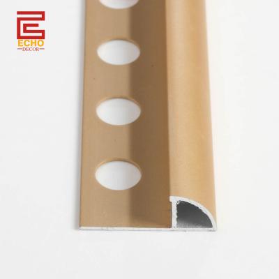 China Brass Gold Metal Pencil Tile End Trim Aluminium 6063 Tile Edge Trim For Backsplash for sale