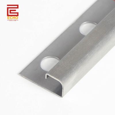 China Grey Metal Tile Edging Strips 304 Stainless Steel Brushed Tile Trim 12.5mm for sale