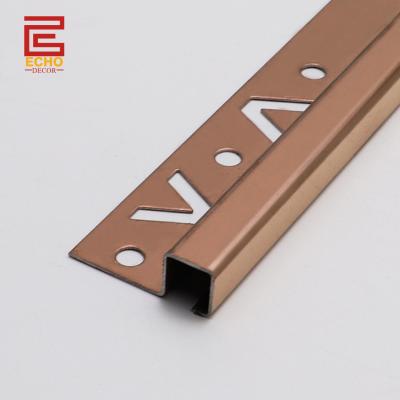 China Residential Brozne Stainless Steel Square Edge Tile Trim 2.5m Tile Outside Corner Edge Trim for sale