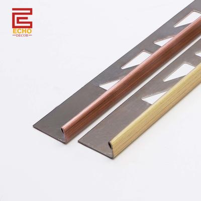 China Outdoor Straight Stainless Steel Tile Trim Genesis Flat Metal Edge Trim 10mm for sale