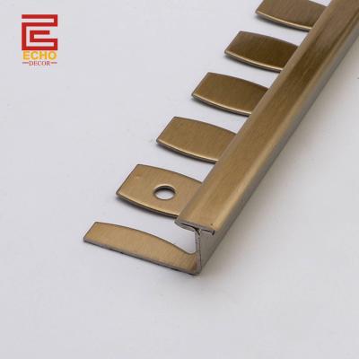 China CE ISO 6mm Stainless Steel Tile Trim Metal Brass Tile To Tile Floor Trim for sale