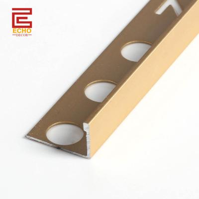 China Oro mate 10 mm recto de aluminio de azulejos de adorno de azulejos de Chrome Exterior de borde de adorno en venta