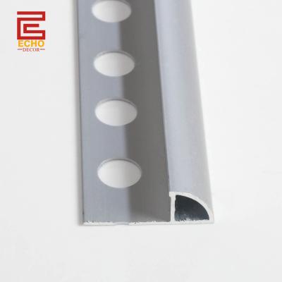 China Matte Plata Cuarto redondo de azulejos de aluminio de azulejos de la esquina exterior del borde de la talla 10 mm en venta