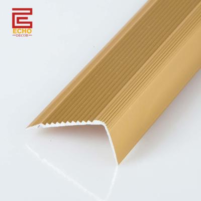 China Gold L Shaped Stair Nosing Trim Lvp Non Slip Aluminium Outdoor Step Edging Strips for sale