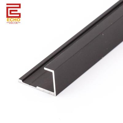 China Decorative Wall Panel Trim Matte Black Aluminium End Cap Trim For PVC Panel for sale