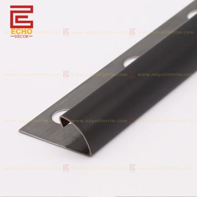 China Dekorierte Runde Kante 304 Edelstahl Fliesen Trim 12mm Schwarz zu verkaufen