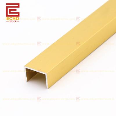 China Dekorative Fliesen Ränder Matte Gold U-Form Aluminium Fliesen Trim 2.5 zu verkaufen