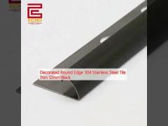 Decorated Round Edge 304 Stainless Steel Tile Trim 12mm Black