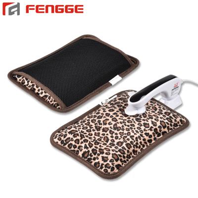 China FLANNEL Leopard Print Refillable Hot Packing Electric Heated Hot Water Bag With Hand Cover for sale