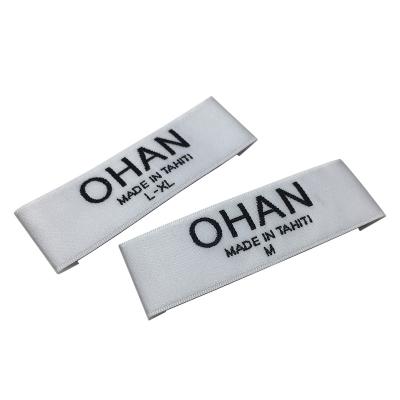 China Sustainable Custom Fabric Woven Labels Custom Woven Neck Label Garment Satin Label For Clothes for sale