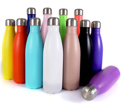 China 500ml 750ml 1000ml Sustainable Powder Coating Double Walled Outdoor Cola Shaped Stainless Steel Water Bottles for sale