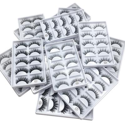 China Nature Faux Mink Eyelashes 3D Synthetic Fluffy Silk Lashes Wholesale 5 Pairs Natural Hand Made Fur Long With Private Label for sale