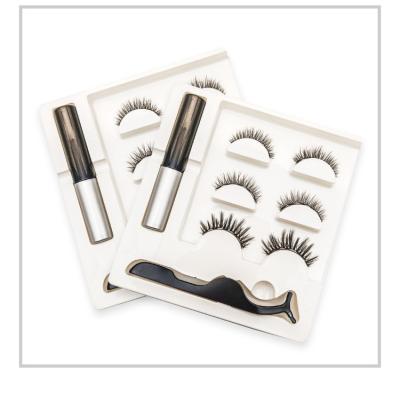 China Magnetic Mink Eyelashes Crisscross 3D Mink Eyelash 5 Magnetic Lashes With Magnetic Eyeliner Eyelashes Set for sale