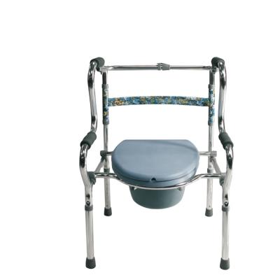 China Chinese Foshan Factory Hot Sales KY821L New Fashion Design 3 In 1 Chrome Aluminum Frame Walker Commode Chair For Senior 75 Kg for sale