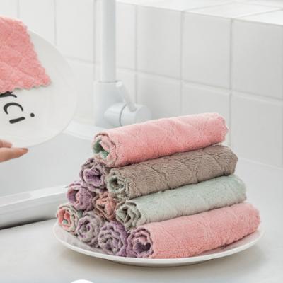 China New Products Coral Fleece Hand Towel Microfiber Child Safe Cleaning Towel for Kitchen Washcloth for sale