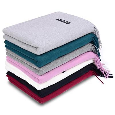 China 2020 fashion solid color men women pure cashmere scarf pashmina simple thick scarf women for sale