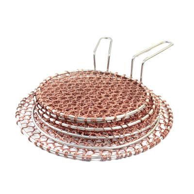 China Korean Commercial Household Charcoal Easily Cleaned Heat Resistant Barbecue Round Barbecue Net Copper Net for sale