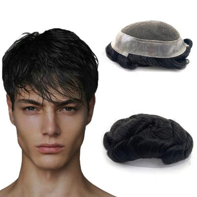 China Straight Skin 2023 Hot Selling 100% Thin Hair Replacement Hairpiece Hair Wig For Men for sale