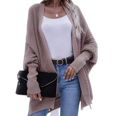 China Reversible Women's Long Sleeve Front Solid Color Waffle Chunky Open Knit Cardigan Sweater Outwear Loose Plus Size Coat for sale