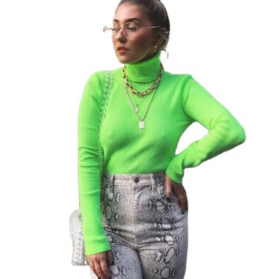 China 2020 Women's Outstanding Sweater Turtle Neck Yarn Thin Long Sleeve Anti-Shrink Solid Color Sweater for sale