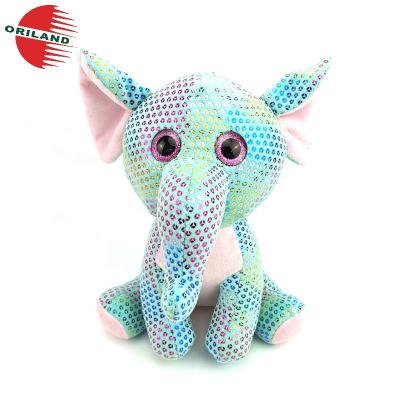 China Large Plush Glitter Stuffed Plush Elephant Eyes Plush Toy Doll for sale