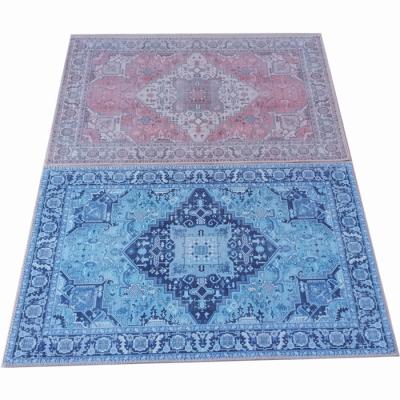 China Turkish American Style Luxury Vintage Polyeter Print TPR Washable Anti Slip Backing Washable Turkmen Rug For Living Room for sale