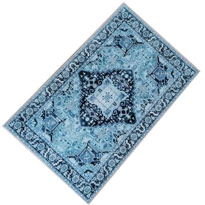 China Anti Slip American Mediterranean Floral Printing Morocco Kilim Machine Style TPR Indoor Washable Rug For Living Room for sale